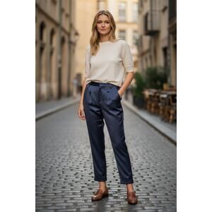 RAMY BROOK Pants NEW Size 2 Madelyn Navy Blue Slacks Pant Satin $345